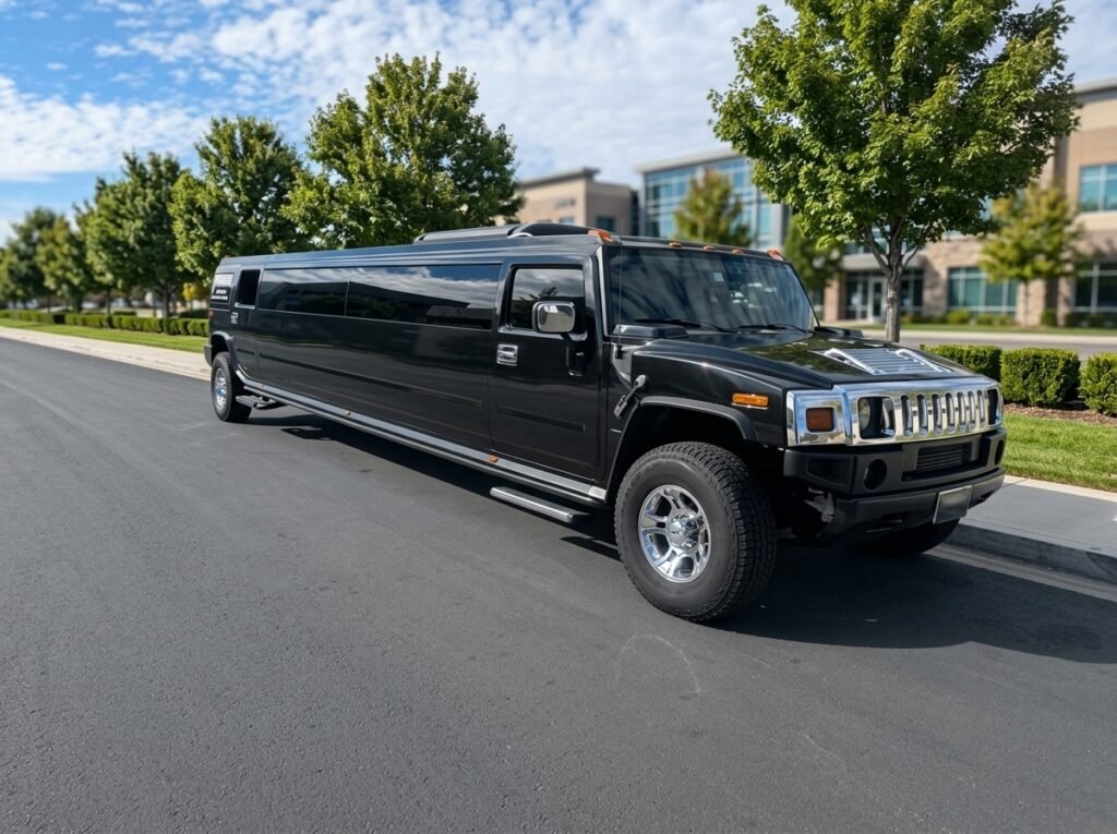 Black GMC Hummer H2 SUT Limo exterior