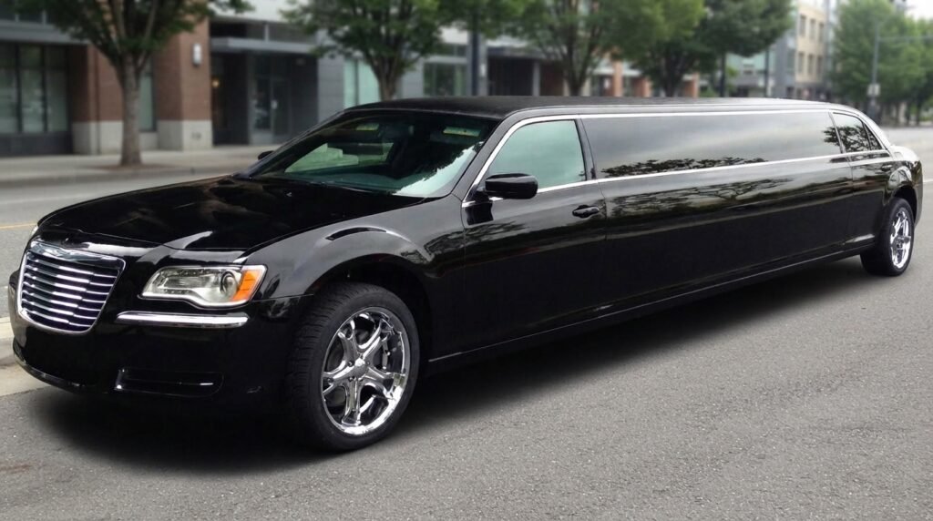 Black Chrysler 300 limo rental Sacramento exterior
