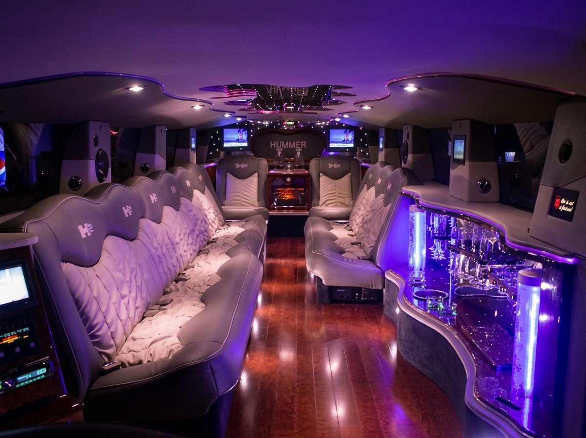 Black GMC Hummer H2 SUT Limo interior detail