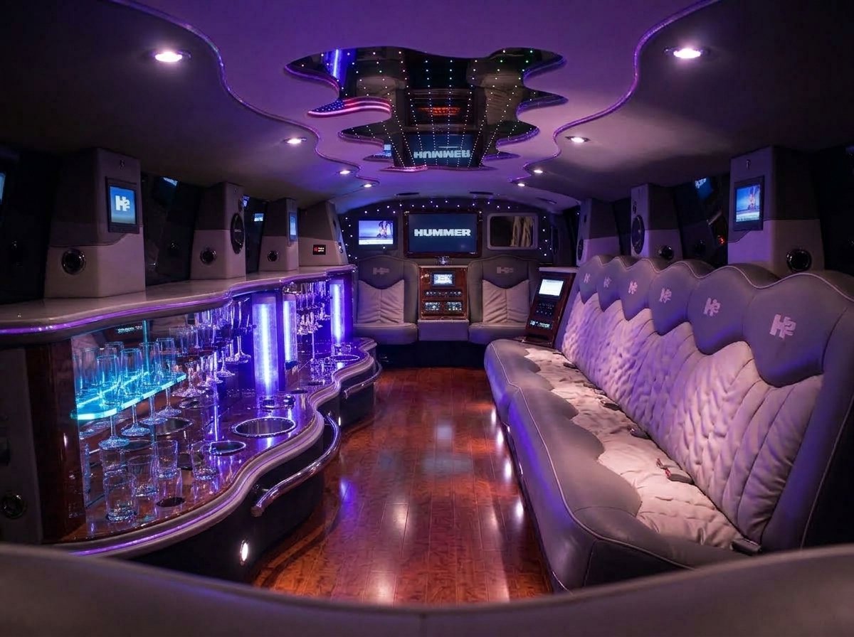 Black GMC Hummer H2 SUT Limo interior detail