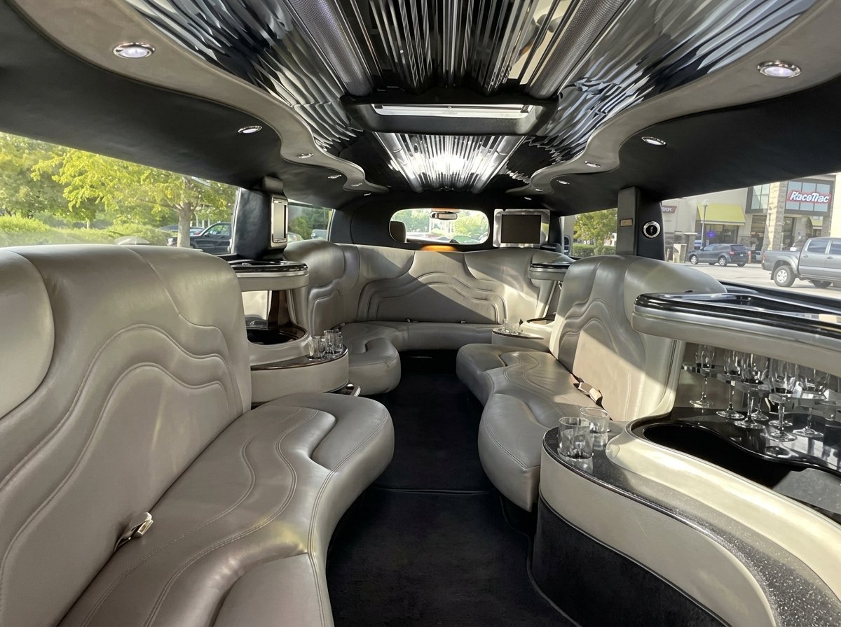 White GMC Hummer H2 SUT Limo interior detail